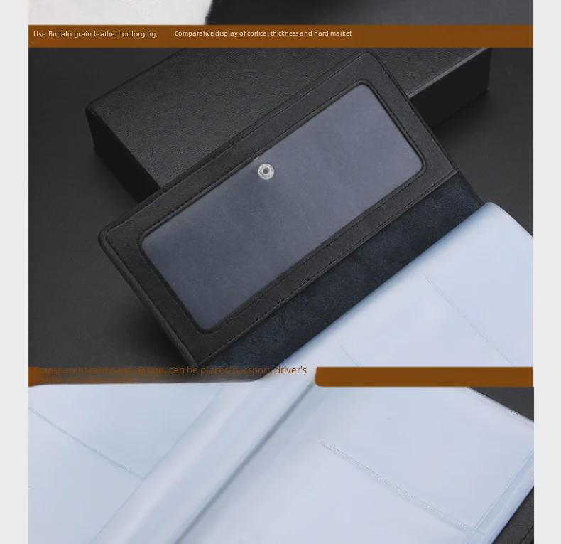 Large Capacity Genuine Leather Multi-Card Holder - Men's & Women's Long Cowhide Credit Card Document Wallet (Korean Design)