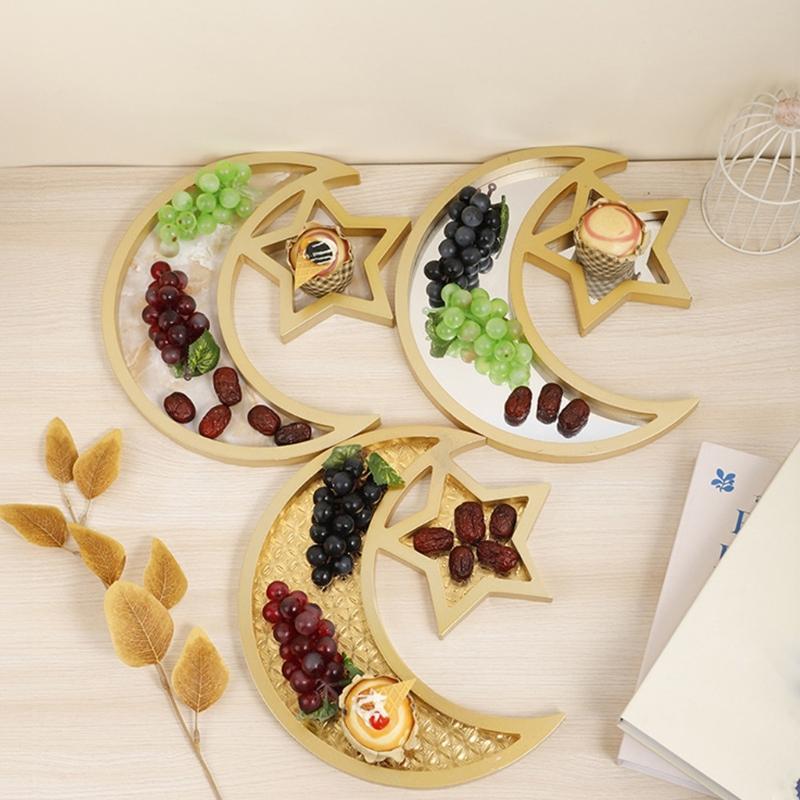 Elegant Eid Tray with Star and Moon Shape Eid Home Accessories Perfect for Eid Celebration and Home Decorations