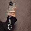 Short Bling Crystal Phone Chain Pearl Phone Case Wrist Strap  Car Key Accessories