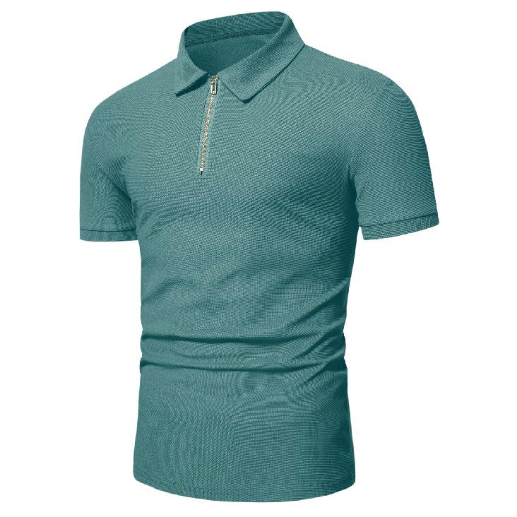 Men'S Summer Sports And Fitness T-Shirt Casual Lapel Short-Sleeved Half-Zip Polo Shirt Man