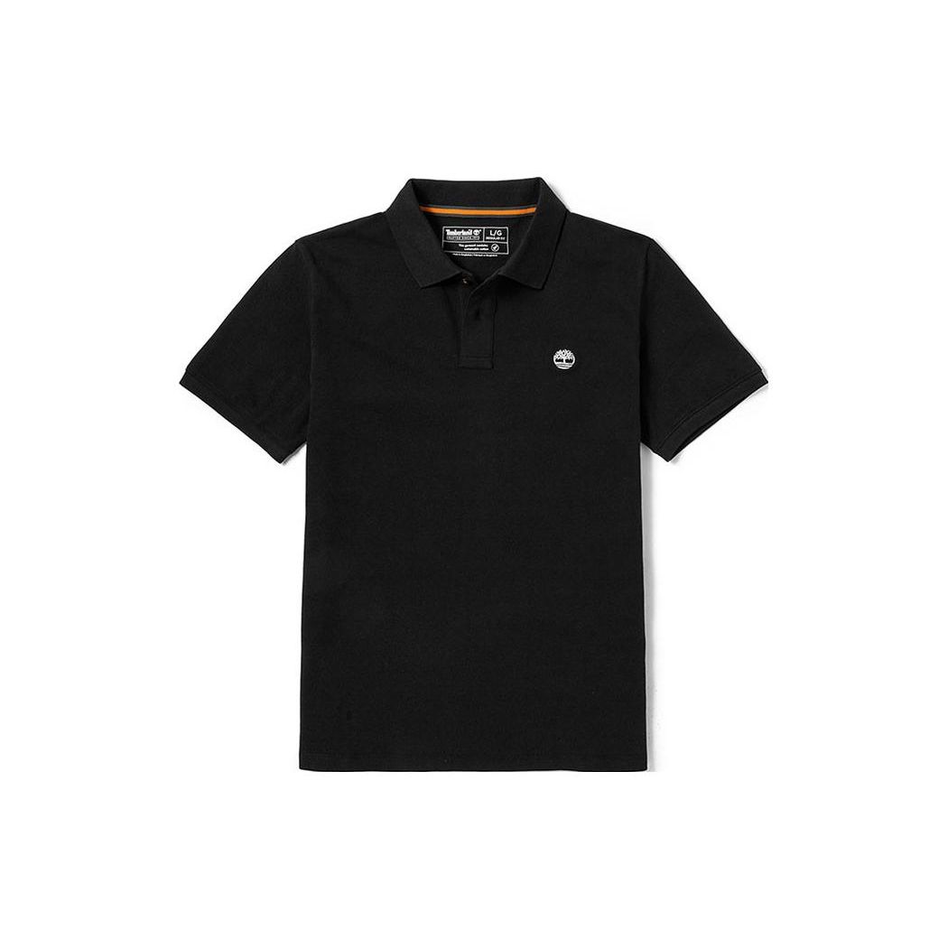 

Timberland Solid Logo Straight Fit Breathable Short Sleeve Polo Shirt Men tops Black A2EPM-001 XS