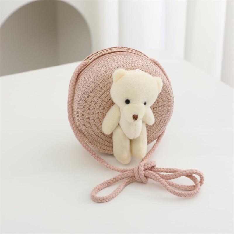 Children's Straw Woven Crossbody Bag - Small Girl's Phone and Coin Purse for Summer Outings and Seaside Trips