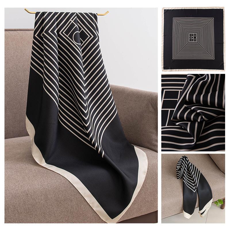 90cm Large Square Scarf Silk With High-end Feel Imitation Women's Summer Thin Versatile Sun Protection Shawl Women