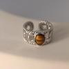 1pc Oval Amber Tiger's Eye Rings for Women Couples Daily Decoration Vintage Jewelry Gift Party Accessories