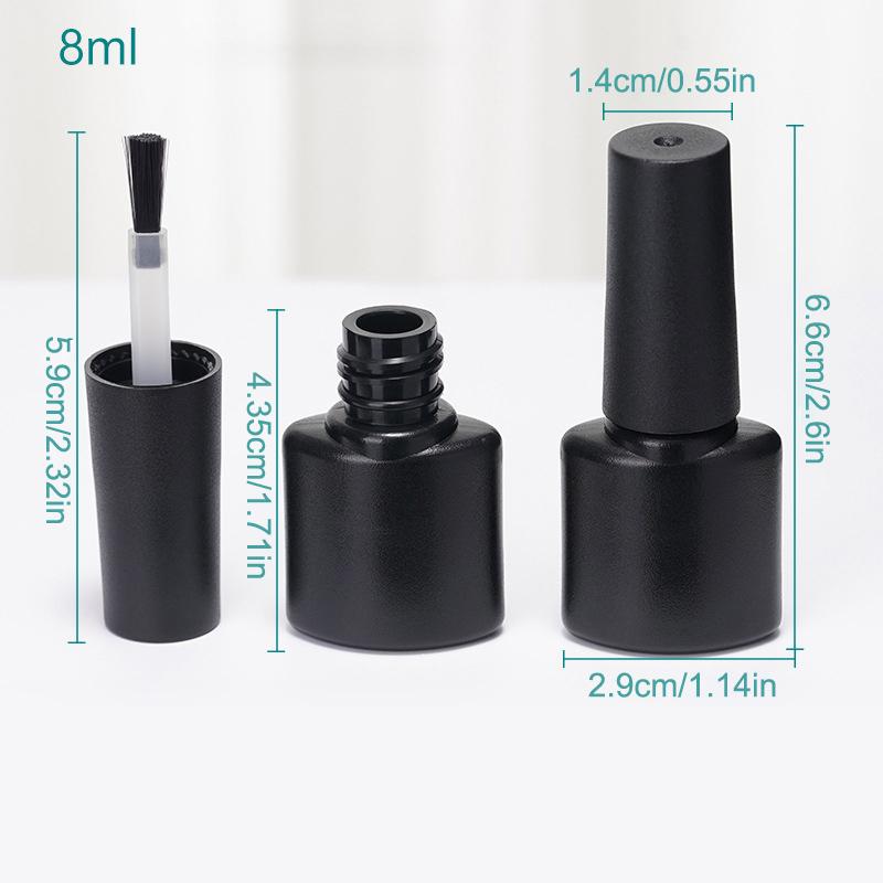 Nail Gel Bottle Empty Nail Polish Bottles Black Refillable Bottles With Brush For Travel Portable Cosmetic Containers 6/7/8/10Ml