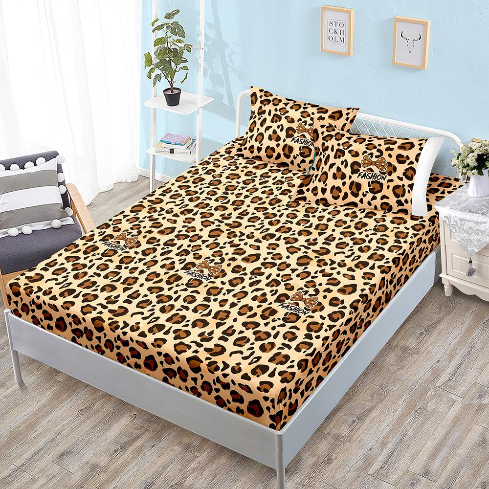 Animal Fur Texture Bed Hat Three-Piece Bed Cover Pillowcase Mattress Protective Cover