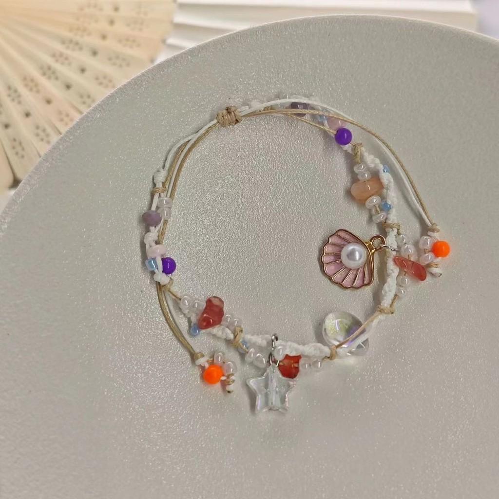 Elegant Geometric Water Droplet Shell Pearl Star Bracelet For Fashionable Girls