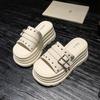 2025 new thick-soled height-increasing cool slippers for women's summer wear super fire French beautiful skirt high-end beach shoes