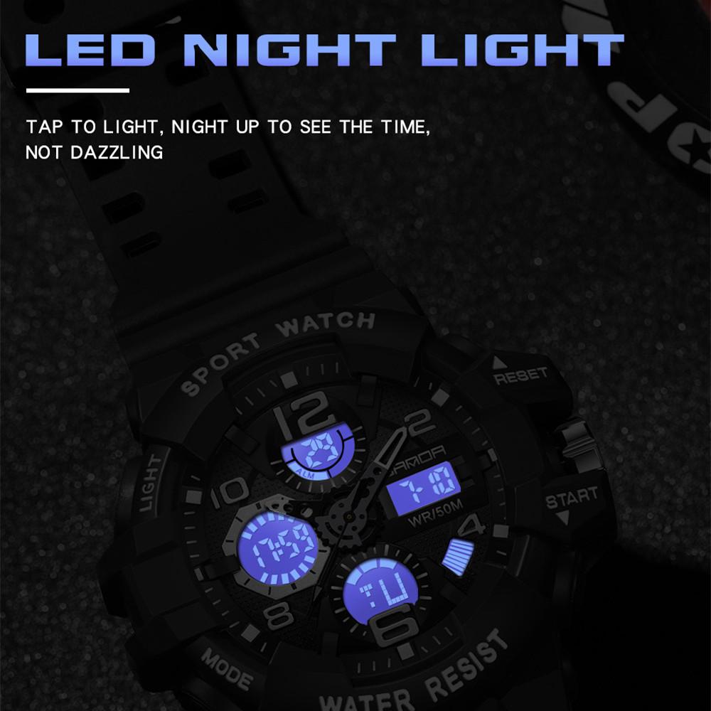 Sanda Watch Youth Multifunctional Men's Waterproof Night Light Outdoor Sports Versatile Electronic Watch