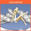 Exquisite Fantasy Flower Fairy Elf Cubic White Gold Plating Two-toned Wedding Ring Jewelry For Women