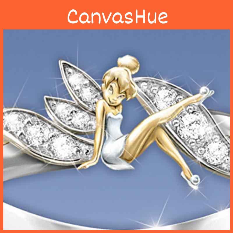 Exquisite Fantasy Flower Fairy Elf Cubic White Gold Plating Two-toned Wedding Ring Jewelry For Women