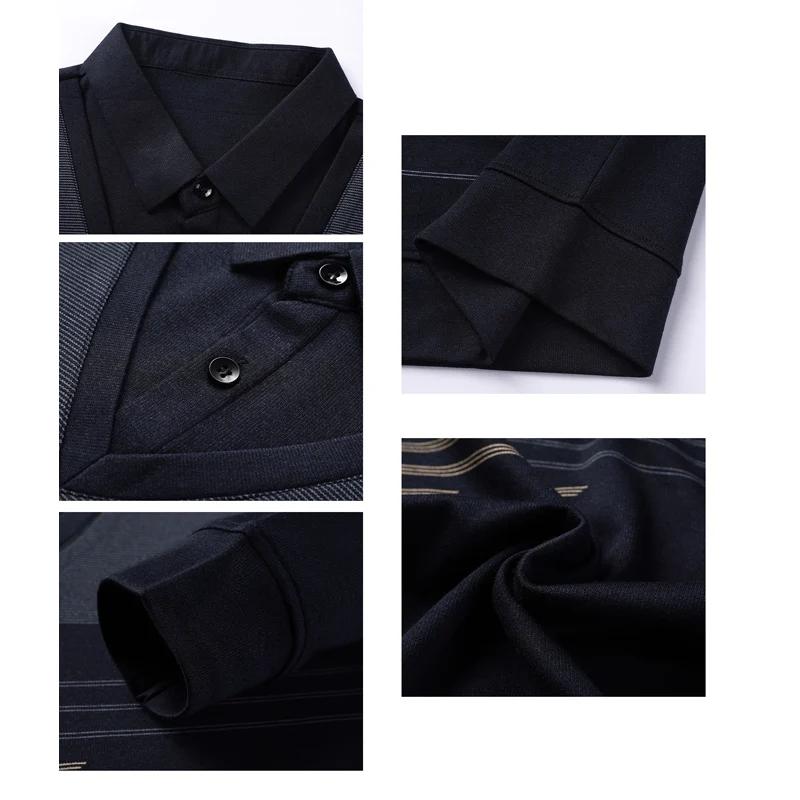 Browon Falsk Tvådelad Herr T-shirts 2025 Vår Och Höst Randigt Tryck Långärmad T-shirt Toppar Herr Business Casual Herrkläder