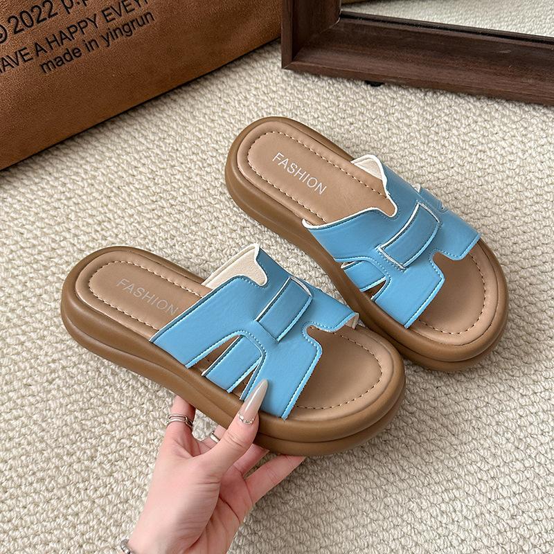 Thick-bottomed cool slippers women's summer new non-slip soft bottom lightweight one-word drag with skirt