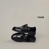 Retro double buckle thick heel small leather shoes women's spring and autumn new versatile engraved outer single shoes