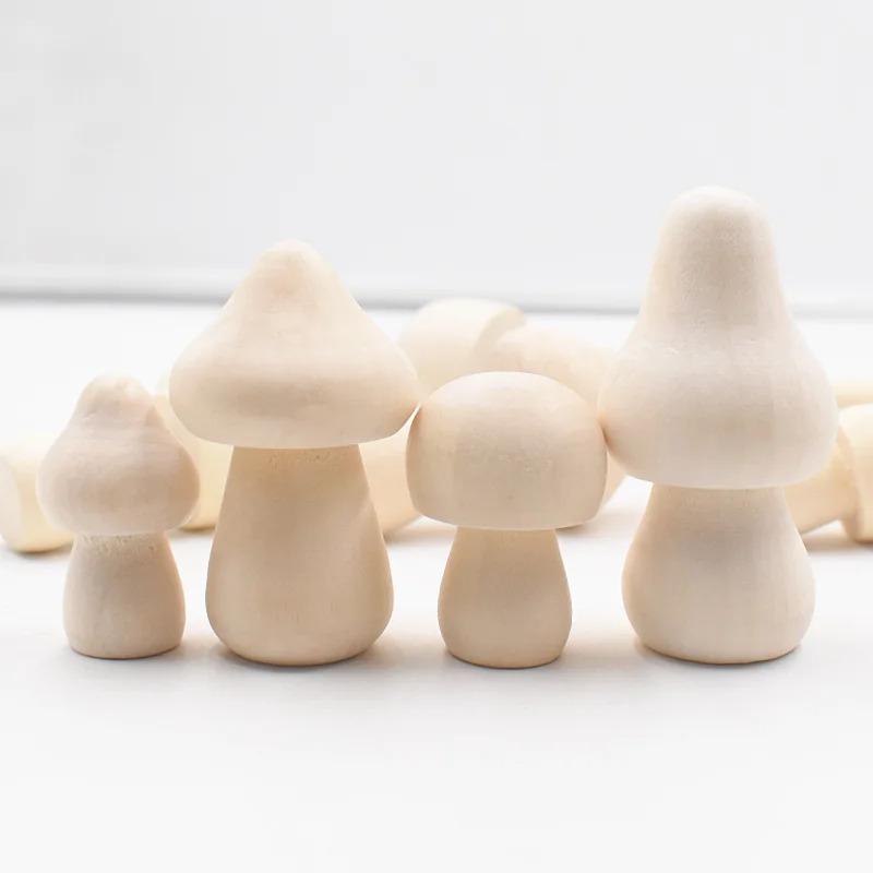 Wooden Mushroom Children's DIY Paintable Toy Creative Modern Minimalist Home Decor Solid Wood Mini Mushroom