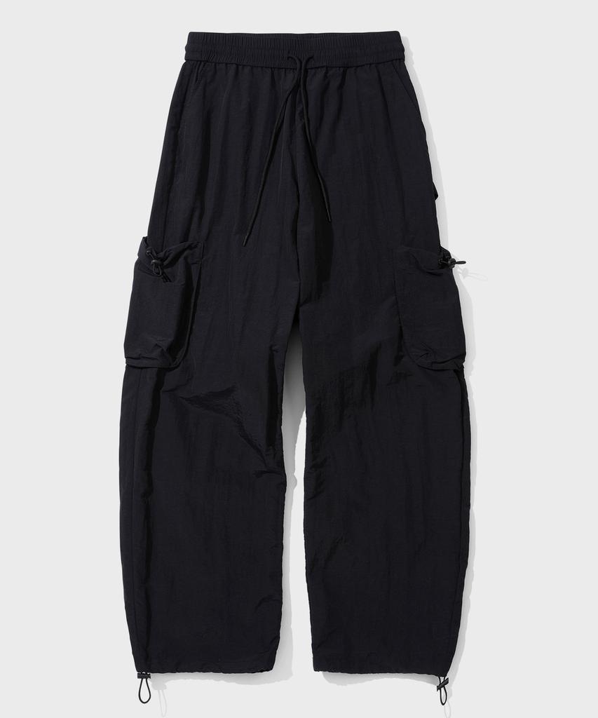 Sekeonmonollogeu Balloon Fit Nylon Cargo Carpenter Elastic Waist Pants [Black]_Sept062Black