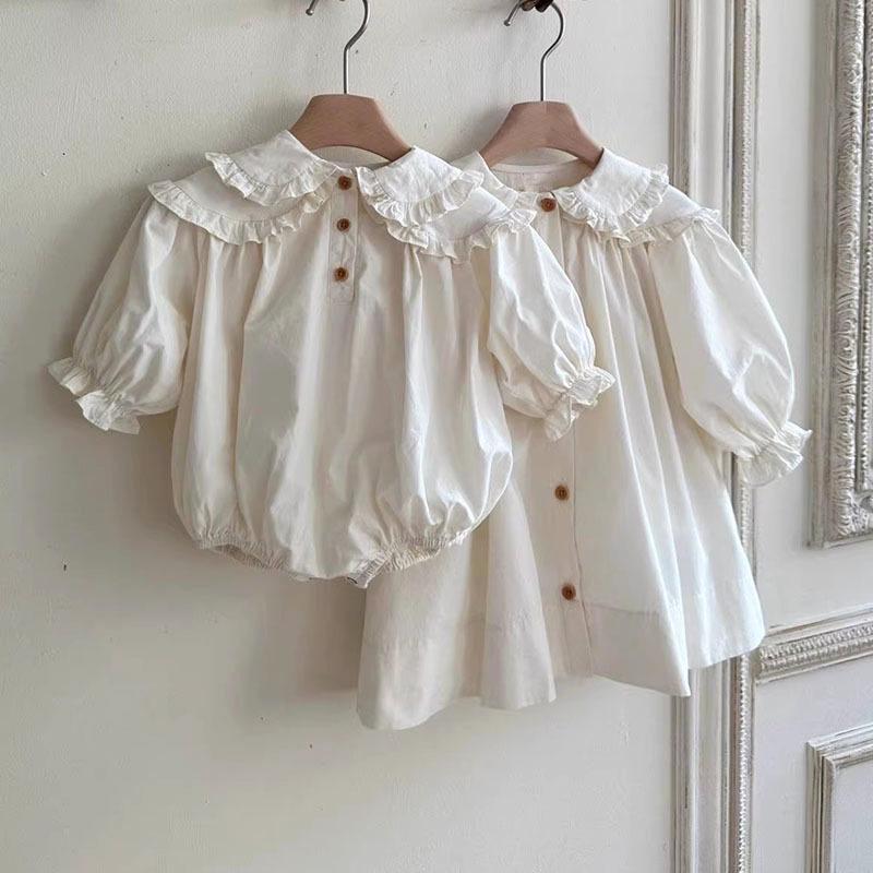 "Niedliches koreanischer Stil Puffärmel Baby Mädchen Kleid mit Strickjacke"