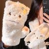 Plush neck protection scarf female winter warm cute cat plush thickened cycling antifreeze small scarf gloves set