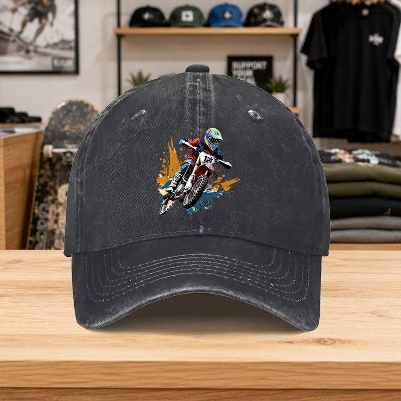 1pc New Offroad Motorcycle Washed Baseball Cap Premium Allmatch Outdoor Accessory Unisex Dad Hat Fashionable Trendy Classic