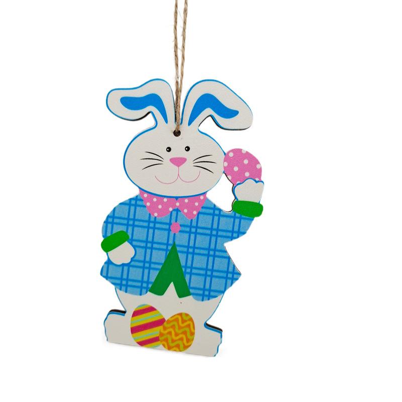 Cartoon Easter Ornaments Set Easter Decoration Bunny Rabbit Carrot Wood Pendant Craft Supplies Easter Decorations For Home