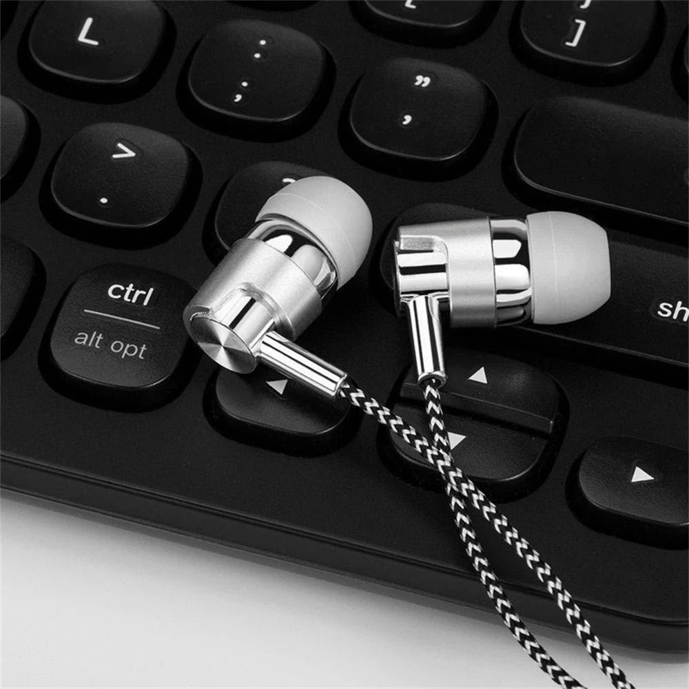 3.5mm Jack Wired Control Braided Cord Weave Cable Earbuds Wired Eraphone In-ear Headset Earphone