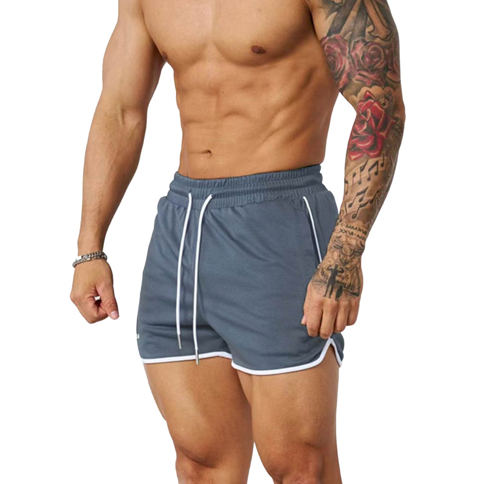 

Men s Mesh Breathable Sports Shorts - Quick-drying For Fitness And Running - Four-piece Set - Beach Pants XXL