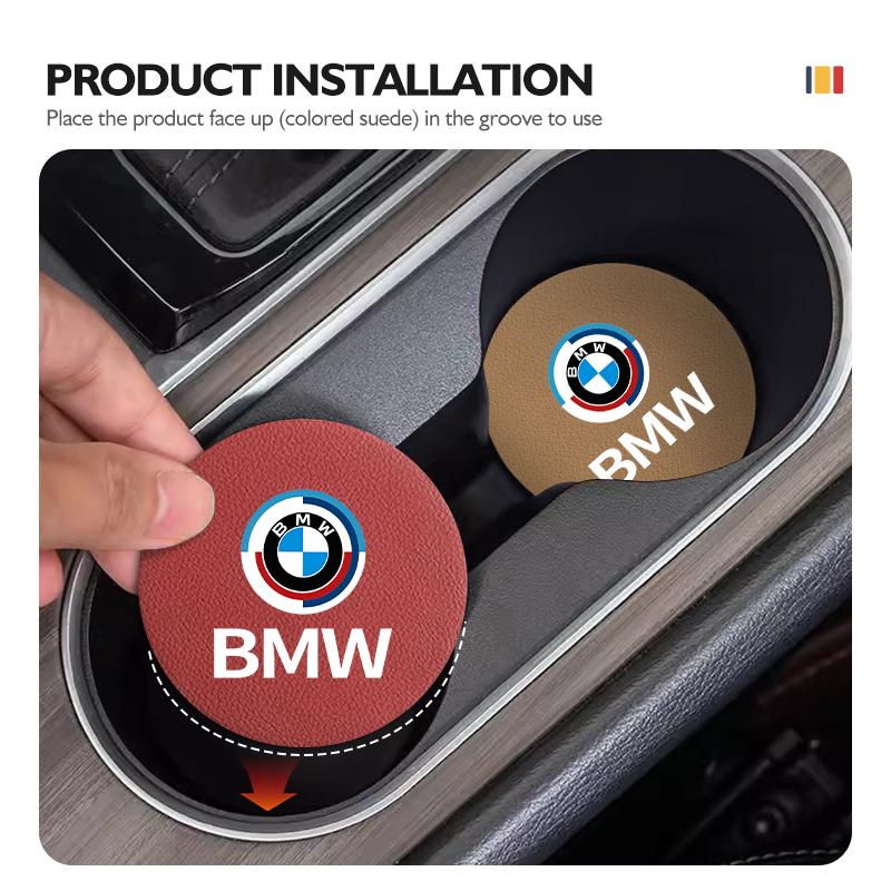 2Pcs Car Coaster Mat Water Cup Holder Anti-Slip Accessories For BMW G01 G02 F15 F16 G05 G06 G07 F07 G30 G32 F40 F44 F34 c1