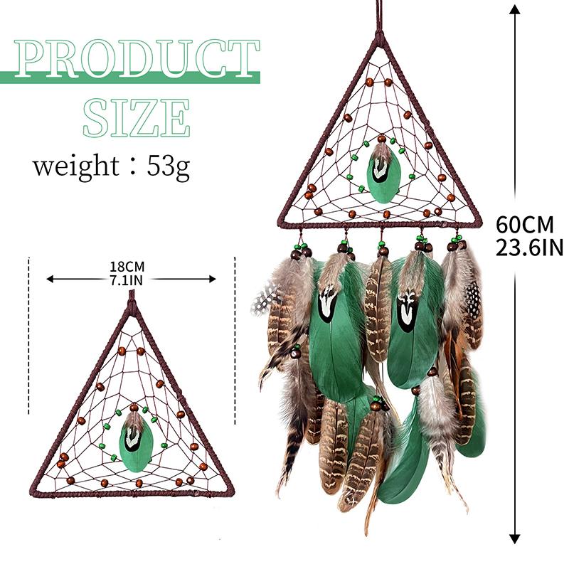 Handmade Boho Dream Catcher Triangle Wind Chimes Wall Hangings For Living Room Bedroom Birthday Christmas Gifts Home Decorations