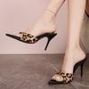 Leopard Slippers Women Pointed Toe Sandals Summer High Heels Shoes Sexy Beach Dress Open Toe Shoes Slingback Flip Flops