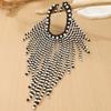 1920s Necklace Earrings Set Wood Ear Studs Elegant Tassel Necklace  Evening