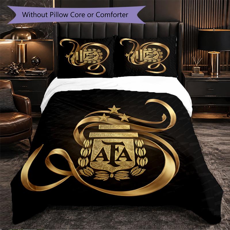 Argentina Football Pattern 3 Pieces Bedding Set Soft Microfiber Duvet Cover with Pillow Cases for Bedroom