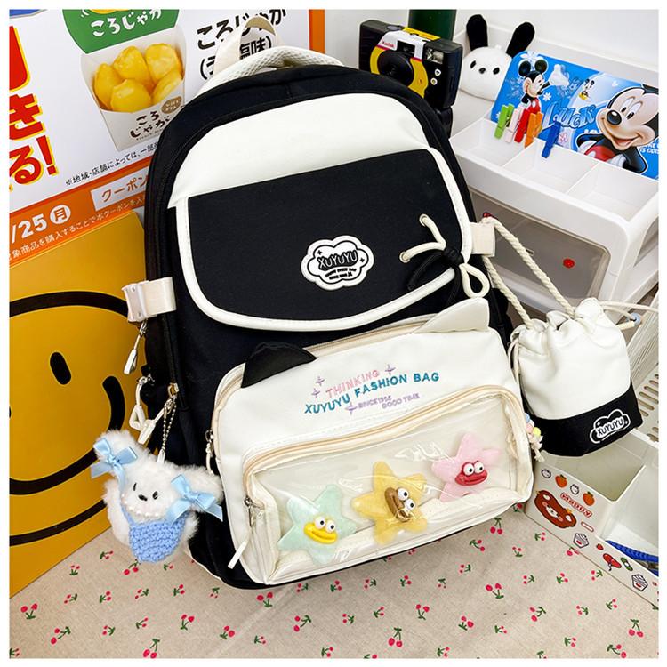 School bag dopamine large capacity multi-compartment book bag with pain layer going out for travel lazy wind versatile waterproof backpack