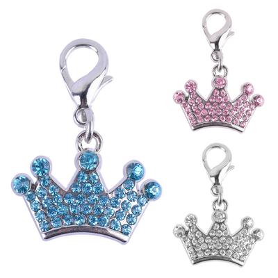 Fashion Rhinestones Crown Pendant Key Chain Dog Hangings Decor Pet Accessories
