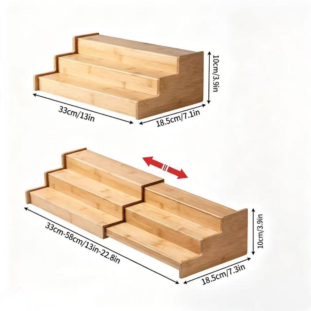 3-Tier Kitchen Cabinet Organizer Bamboo Spice Storage Shelf Spice Rack Organizer  Cabinet