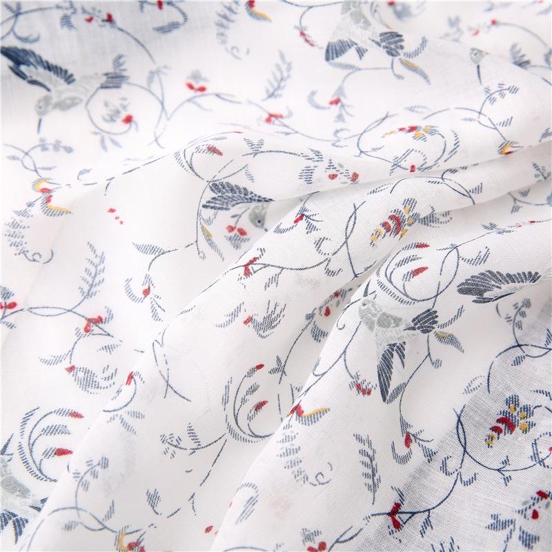 Cachecol de Linho de Algodão Macio com Flor de Vinha da Primavera e Borlas – Xale Leve Protetor Solar