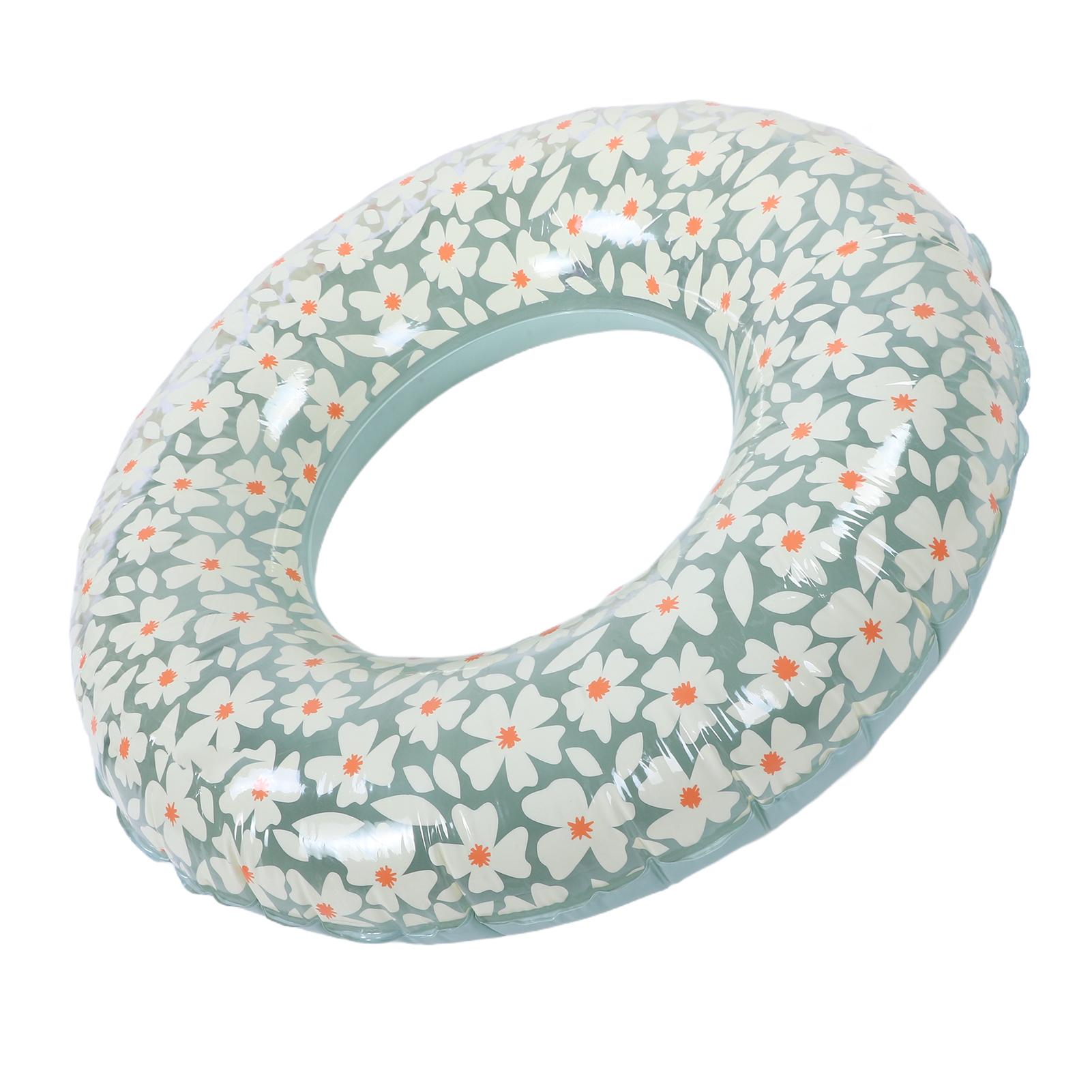 

Inflatable Pool Float Ring 35 Inch Float Tube PVC Flotation Pool Swim Tube for Beach Swimming Party Vacation Yellow Green Floral Pattern