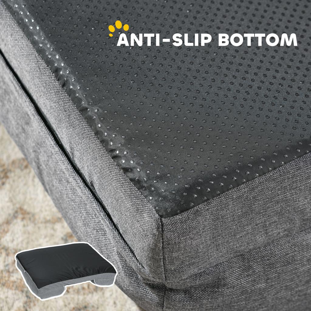 Dog Sofa Bed, Washable Pet Bed with Removable Cover and Non-Slip Bottom for Cats and Small Dogs, Grey