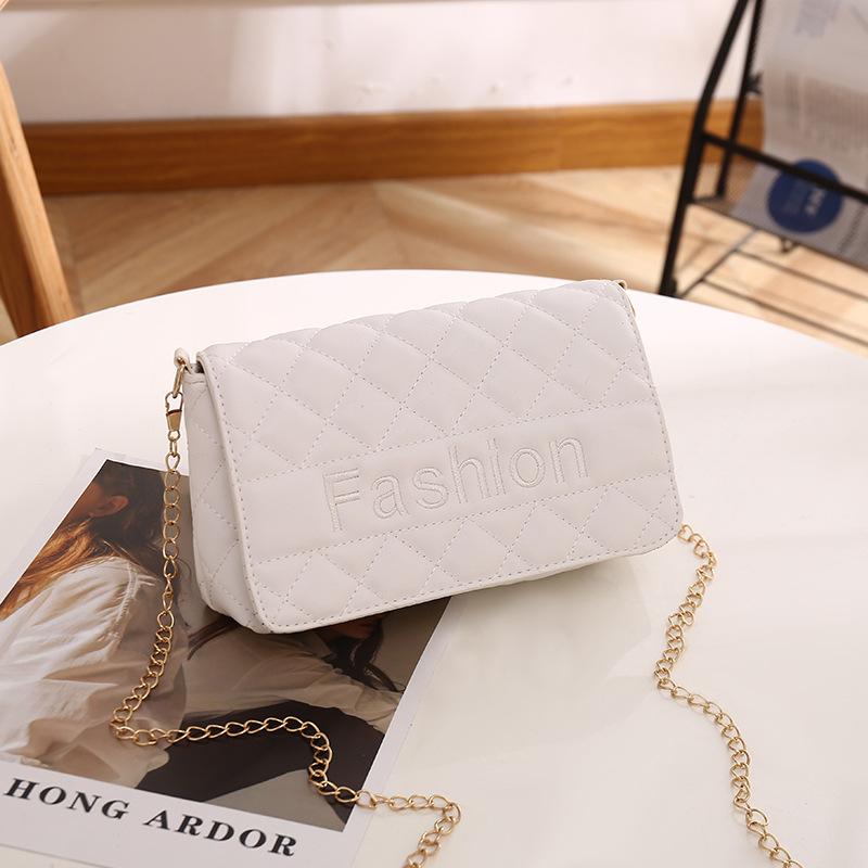 

Маленькая квадратная сумка, сумка с бриллиантовой цепочкой, сумка через плечо Xiaoxiangfeng, сумка-мессенджер. белый