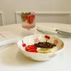 Ceramic Bowl Cream Yellow Handle By Irregularity Dinner Set Plates and Dishes Hand-painted Flowers Salad Yoghurt Breakfast Bowls