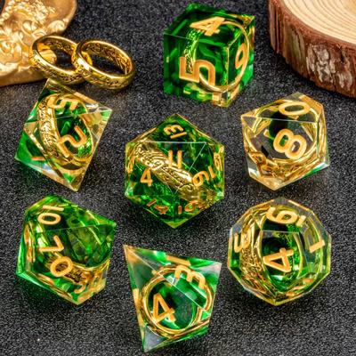 7 Teile/satz Harz Ring Anzahl Polyhedral Würfel für Rolle-Spielen RPG Brettspiel Spielzeug
