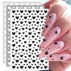 Black White Red Nail Art Manicure DIY Love Heart 3D Nail Stickers Design Decals