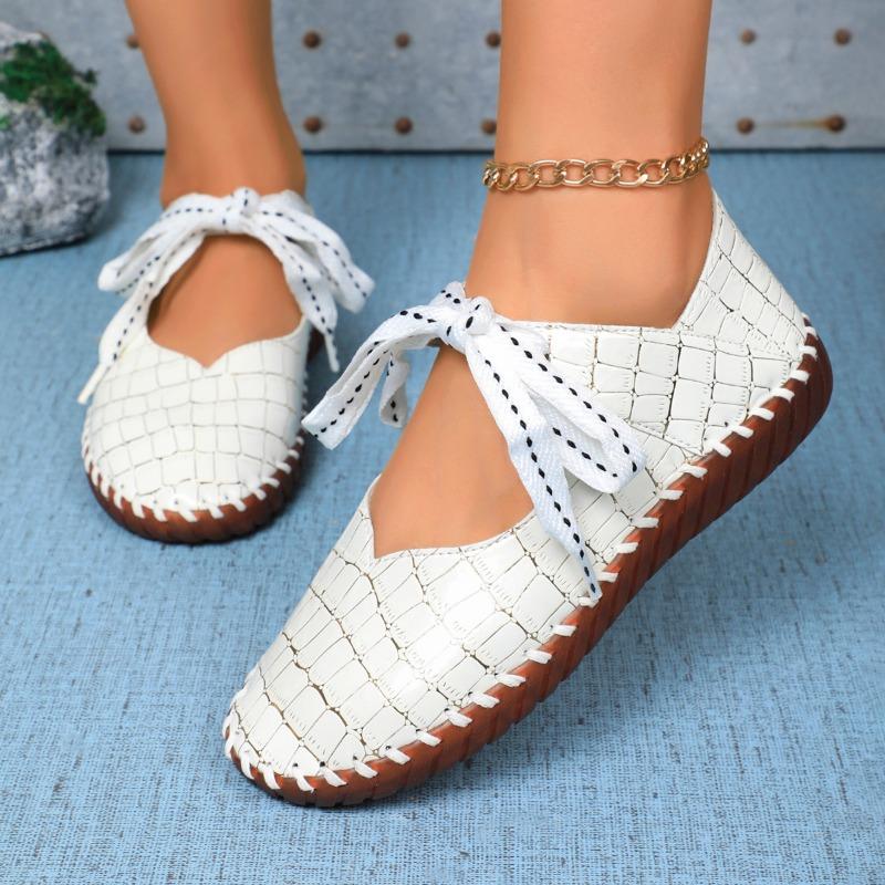 Fashion Women's Flat Shoes Spring New Round Head Shallow Mouth Front Strap Soft Sole Anti-slip Wear-resistant Single Shoes