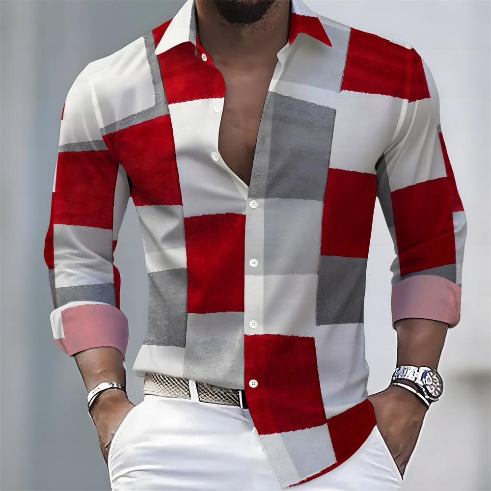 Men's Striped Long-Sleeved Shirt - Stylish, Business Casual, and Comfortable Men's Top, Suitable for Various Occasions.