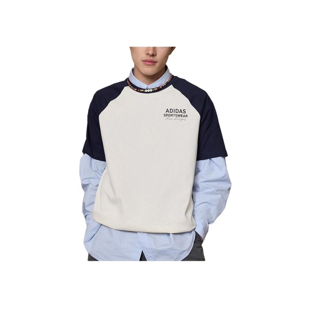 adidas SS25 Lässig Bequem Farbblock Weiches Rundhals Raglanärmel T-Shirt Unisex Oberteile Weiß Schwarz JZ7404