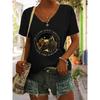 Summer V-neck 3D Printed Top Fashionable Casual Short Sleeved Women's T-shirts