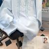 Women's Plus Size Blue Bubble Letter Hoodie - Heavyweight, Casual, Versatile, for Spring and Autumn (up To 300 Jin)