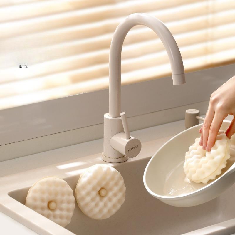 Household Dishwashing Suction Cups, Sponge Sponges, Kitchen Household Cleaning, Double-sided Scouring Pads, Honeycomb Dishwashing Brushes