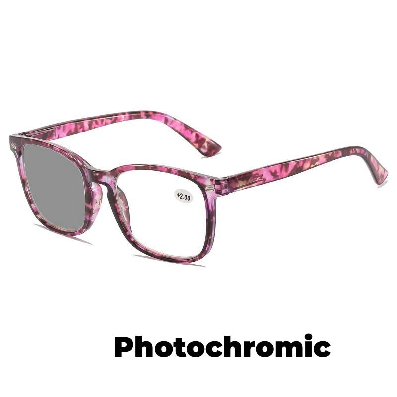 Photochromic Multifocal Reading Spectacles for Female Anti- Blue-Ray Far Sight Eyeglasses Ultra Light Spring Leg Presbyopia Spectacles