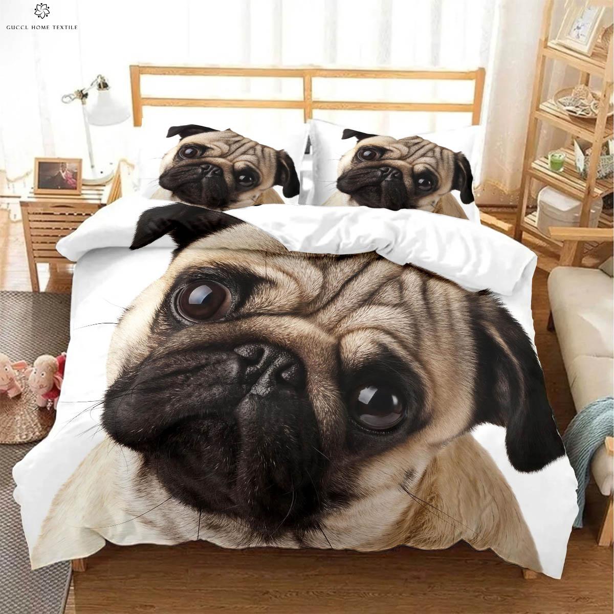 

Милый и забавный пододеяльник с 3D-принтом собаки, полиэстеровое постельное белье, пододеяльник для пухового одеяла, наволочка, детский подарок, 3 штуки EU 135x200cm 2PCS