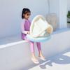Xiaolu Danish Striped Baby Inflatable Swim Ring with Sunshade and Handles